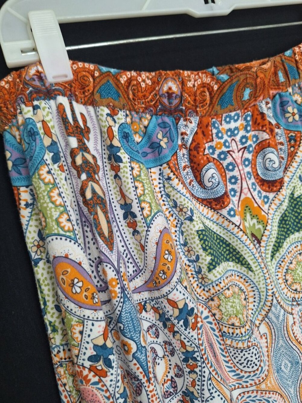 💙 Boho Paisley Maxi Skirt Multicolor Pull On Size XL Elastic Waist Festival Boh - Picture 3 of 7